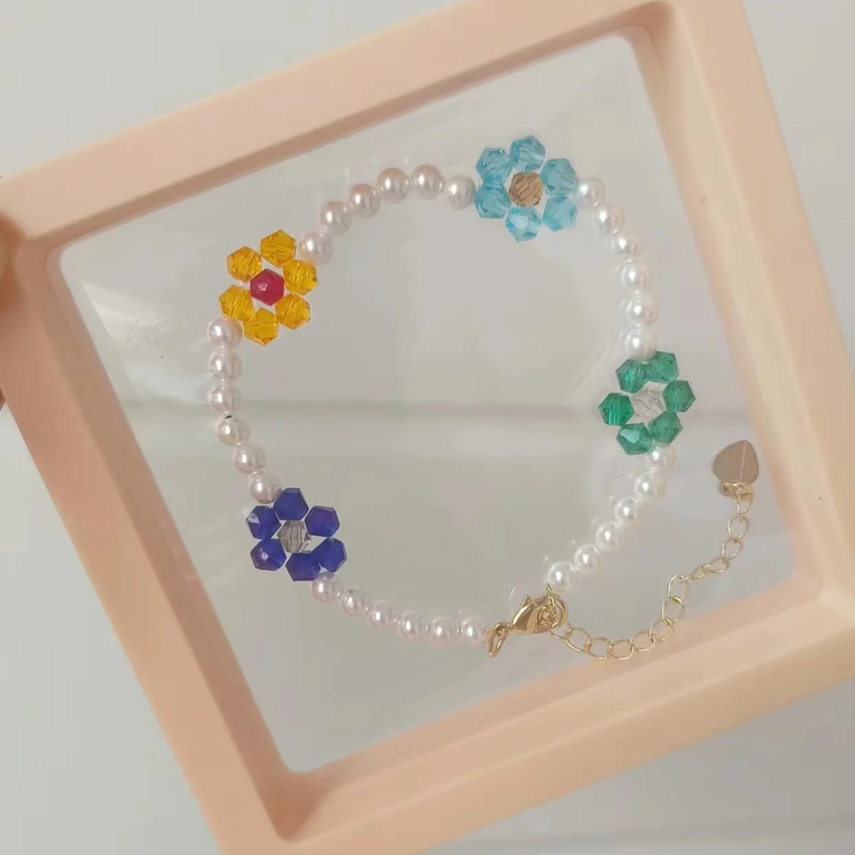 Handmade Flower Crystal Pearl Bracelet