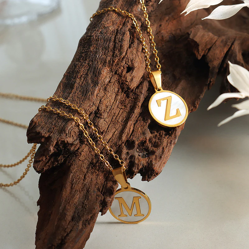 A-Z Initial Round Coin Pendant Letter Necklace