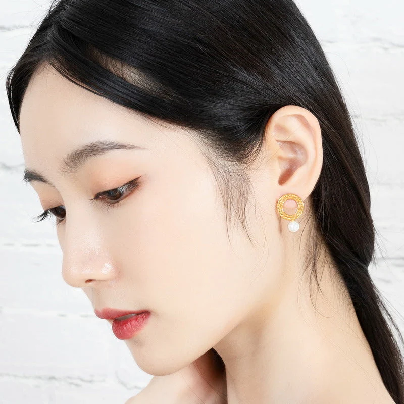 Roman Rune Pearl Dangle Earrings