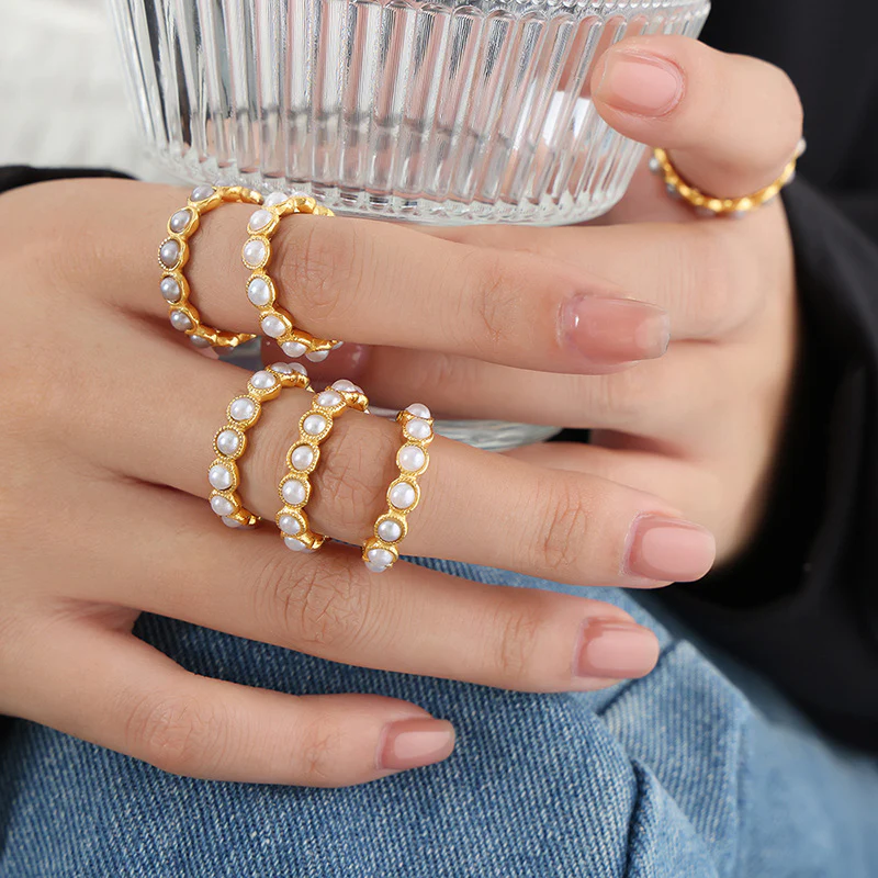 Small Pearls Full Around Pearl Ring