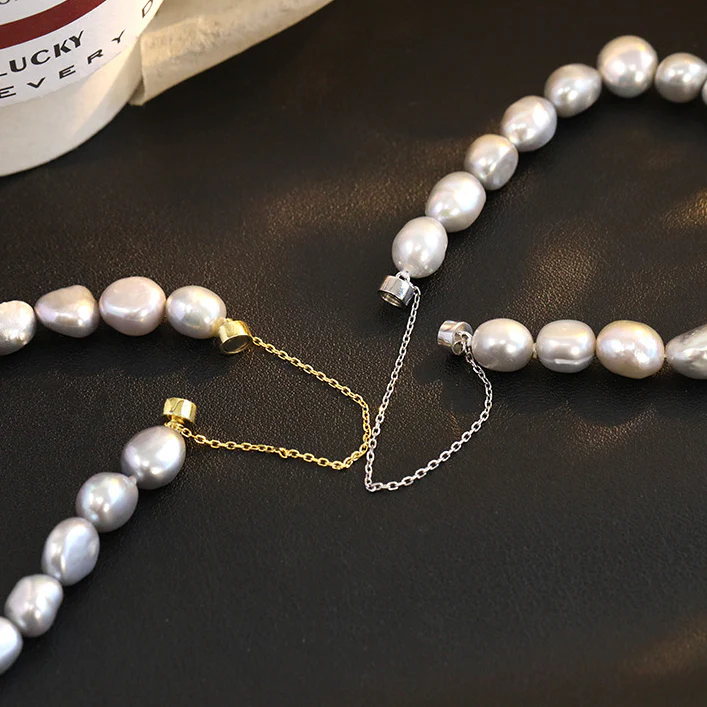 Magnetic Closure Natural Grey Baroque Pearl Bracelet