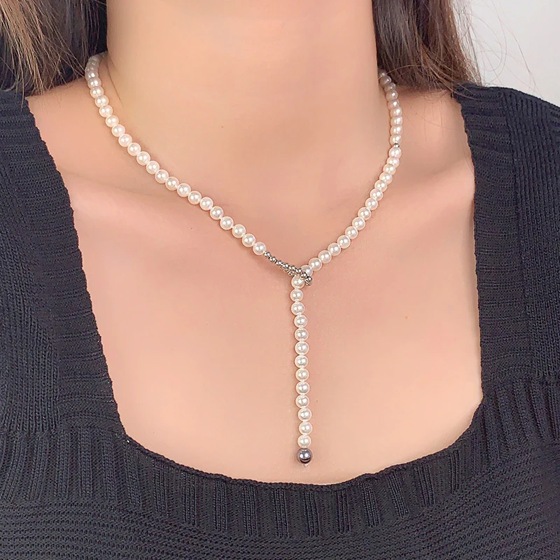 Pulling Y Style Swarovski Pearl Necklace