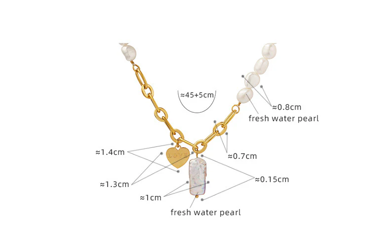 Pearl Splicing Thick Chain Necklace With Love Pendant
