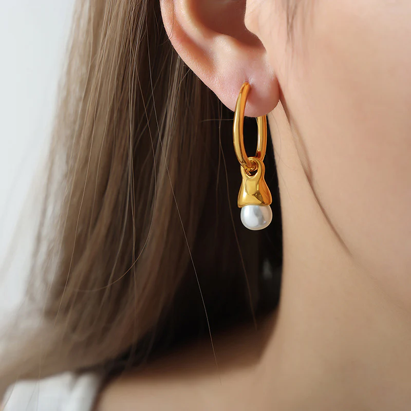 Two Wear Ways Hoop Dangle Pearl Earring