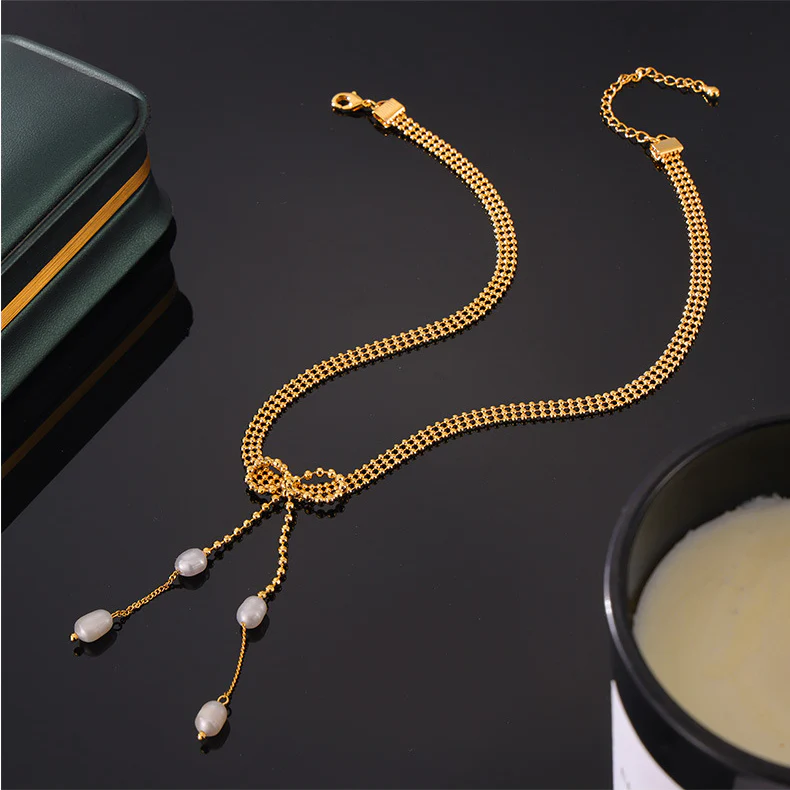 Tassel Bow Pendant Choker Necklace and Woven Bracelet Set