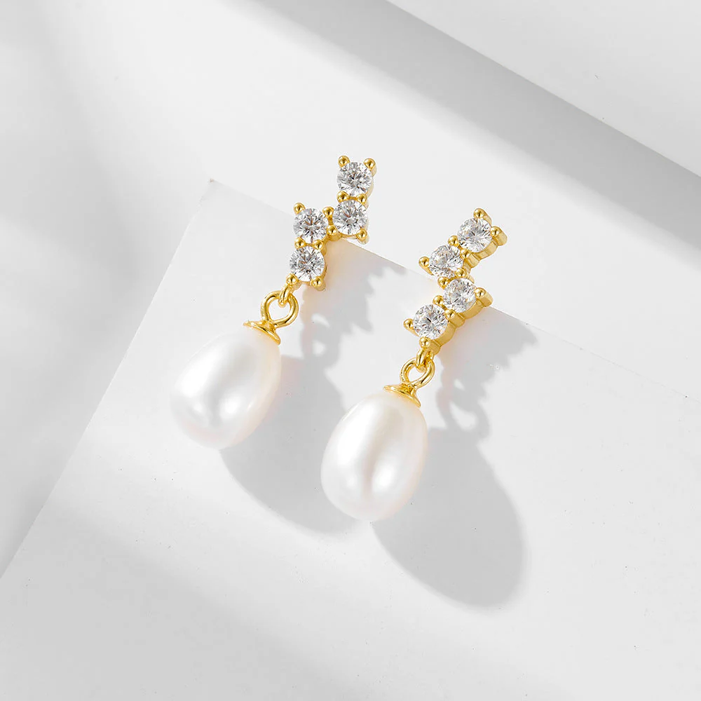 Diamond and Freshwater Pearl Earrings