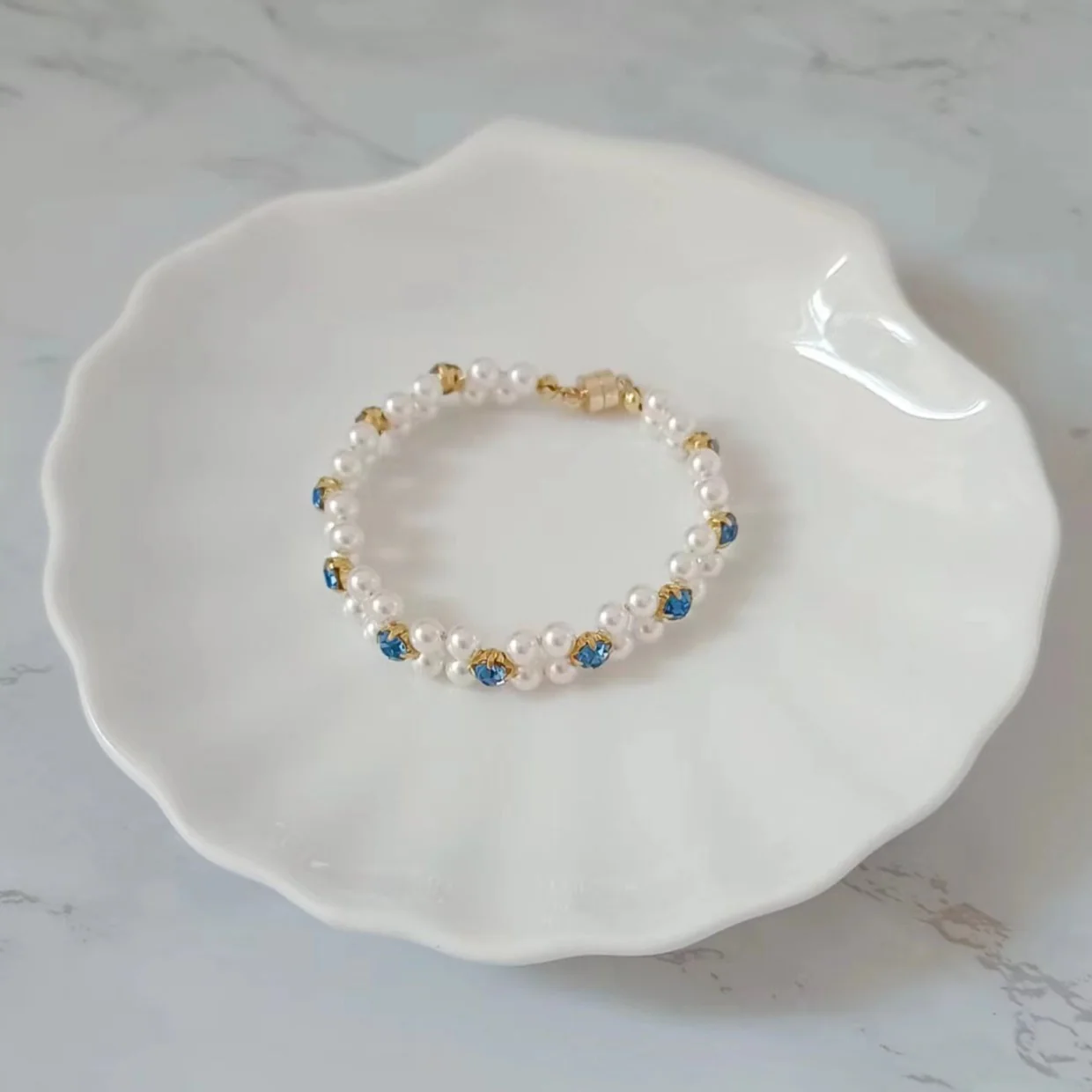 Handmade Diamond Pearl Bracelet