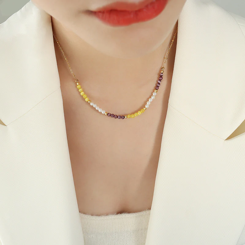 Pearl and Cat Eye Stone Opal Necklace