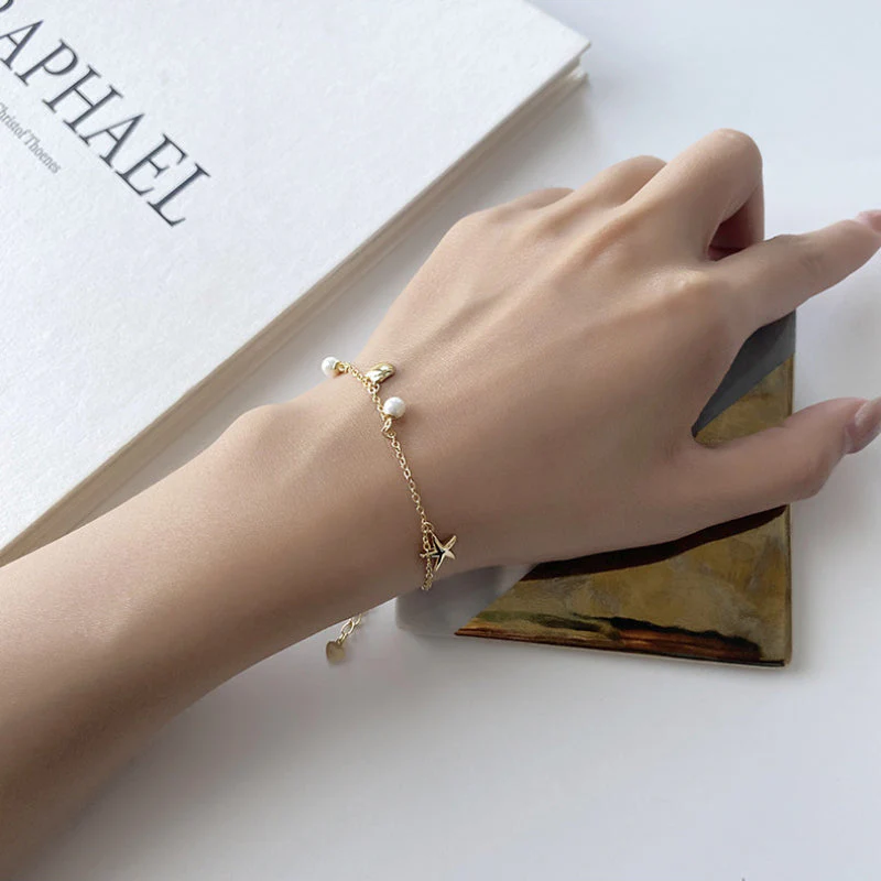 Gold Bracelet With Pearl Charm