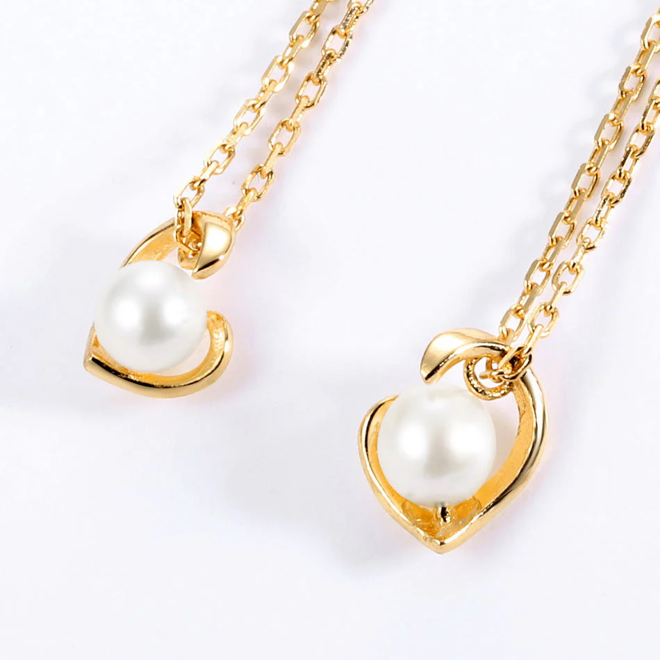 Dangle Heart Single Pearl Earring