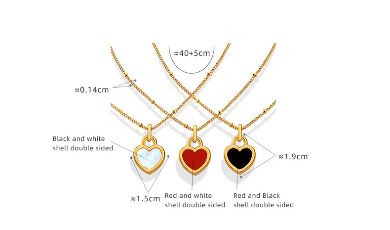 Two Sided Different Colors Sweet Heart Necklace