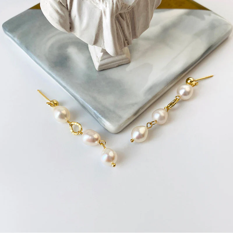 3 Pearl Drop Earrings