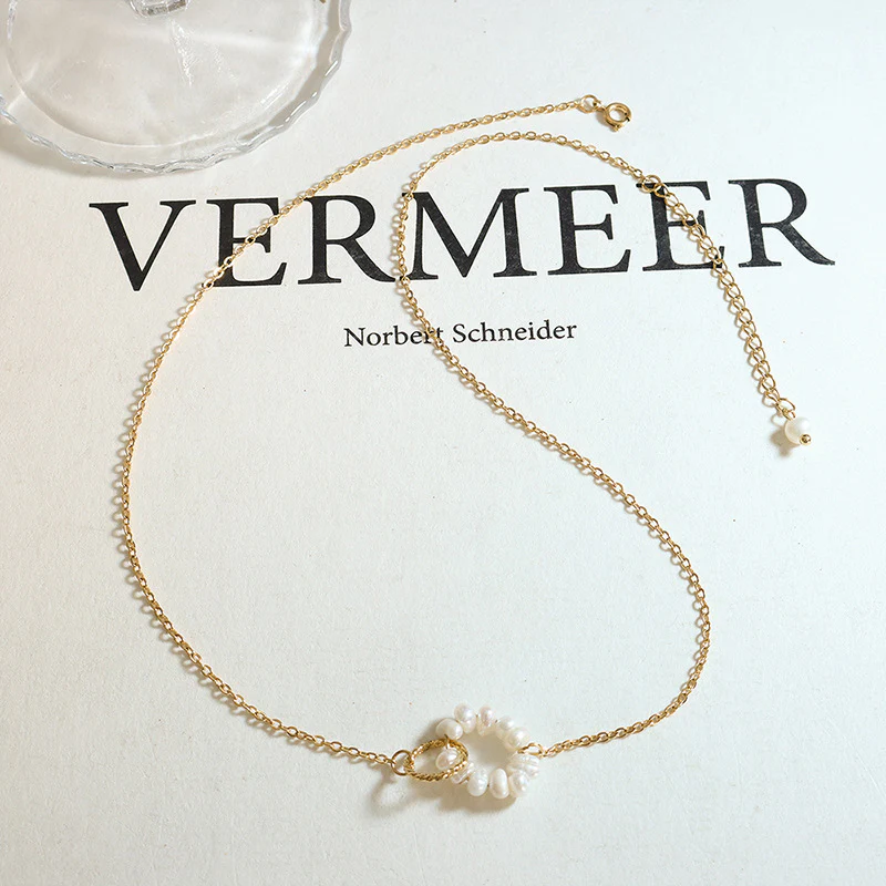 Freshwater Pearl Circle Pendant Necklace