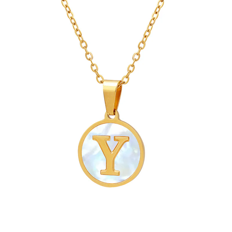 A-Z Initial Round Coin Pendant Letter Necklace