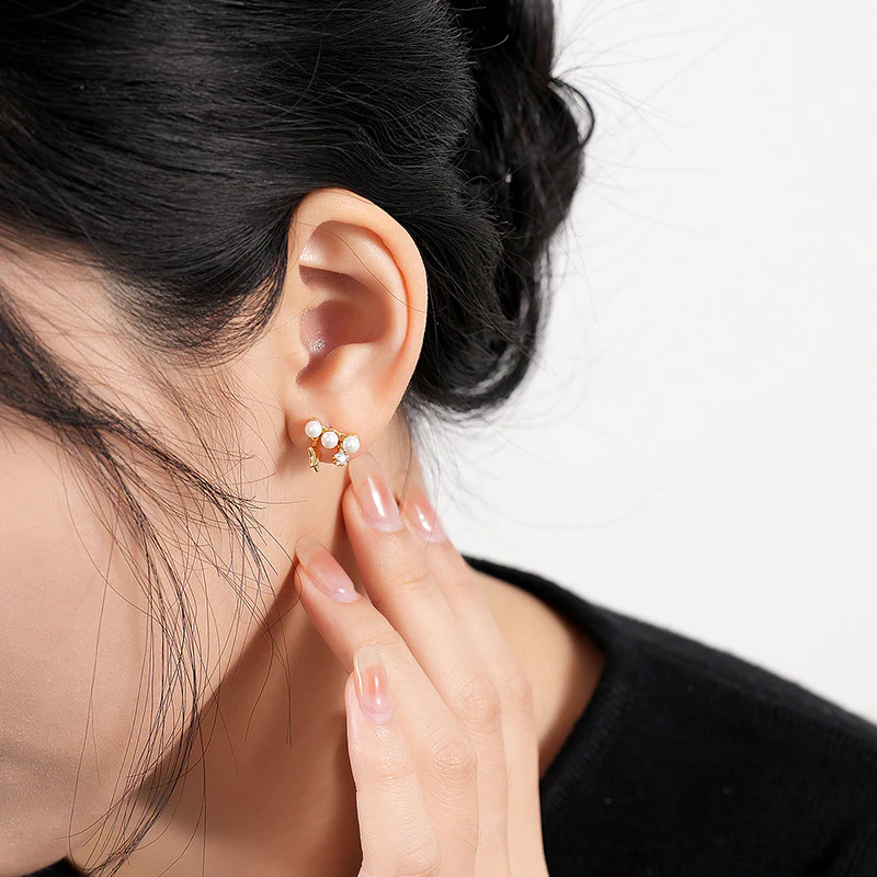 Star and Pearl Earrings