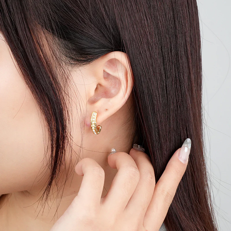Gold C Earrings
