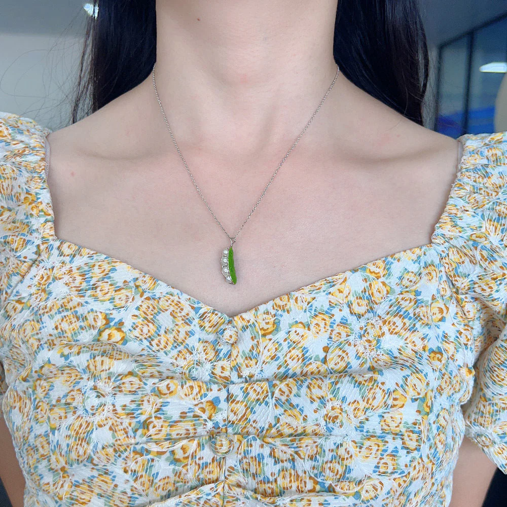 Enamel Peas In A Pod Necklace