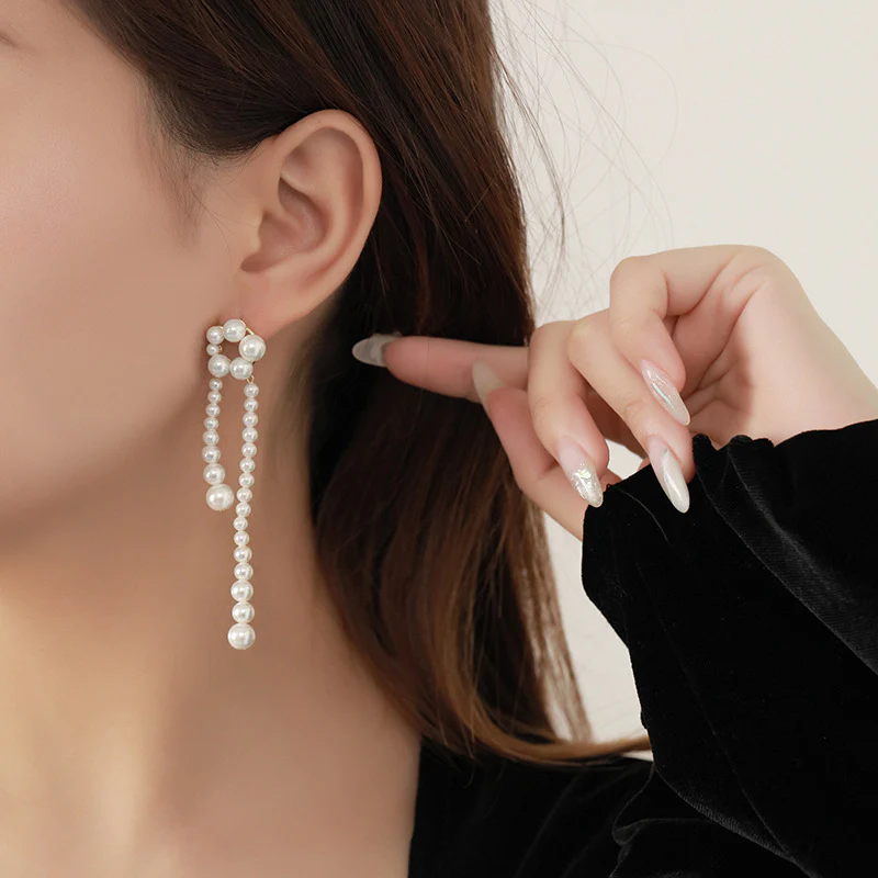 Flower Pearl String Earrings