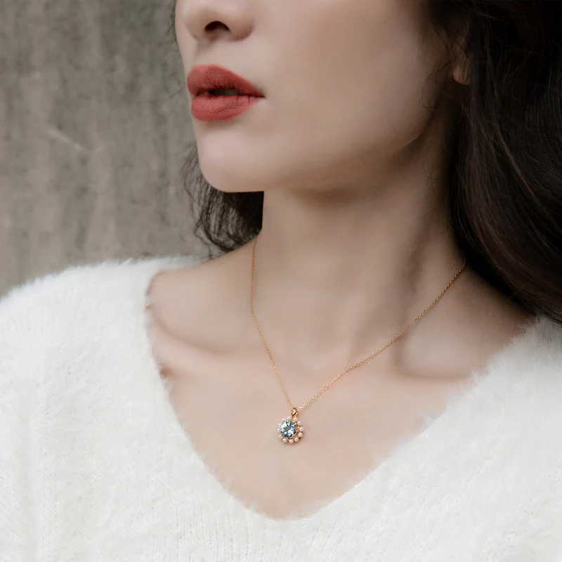 Pearl and Blue Topaz Pearl Pendant