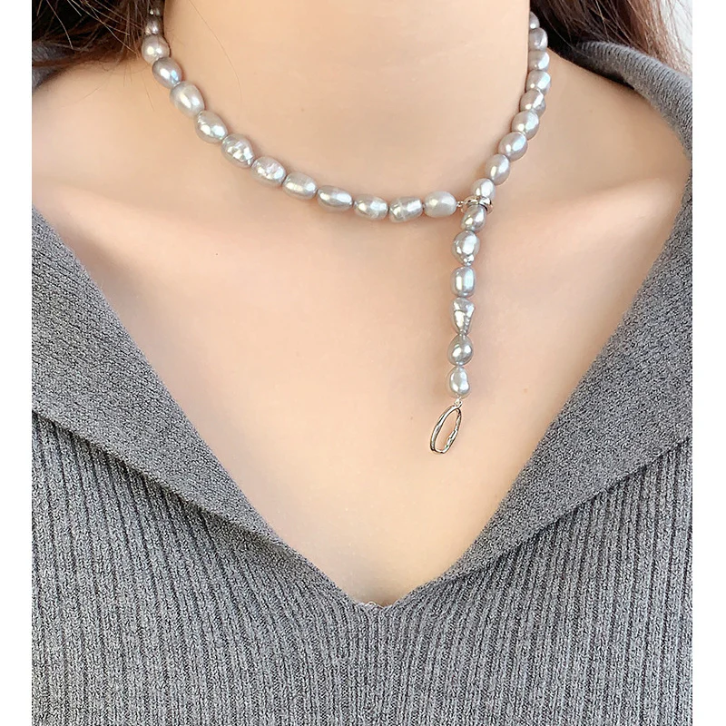 Natural Gray Baroque Pearl Necklace