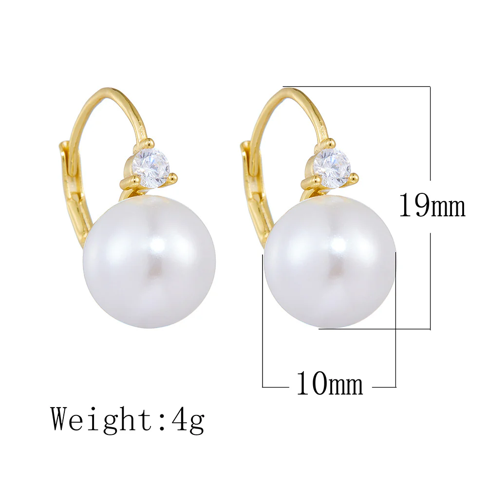 Zircon 10mm Pearl Earrings