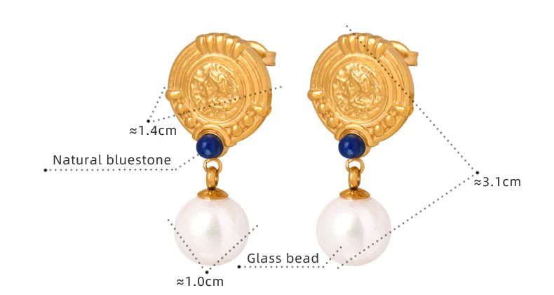 Vintage Blue Jade and Dangle Pearl Earring