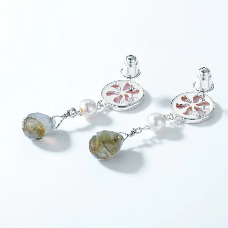 Pearls and Pink Shell Earrings