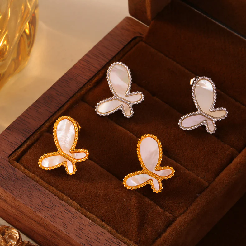 Mother of Pearl Butterfly Necklace Bracelet Earrings Set