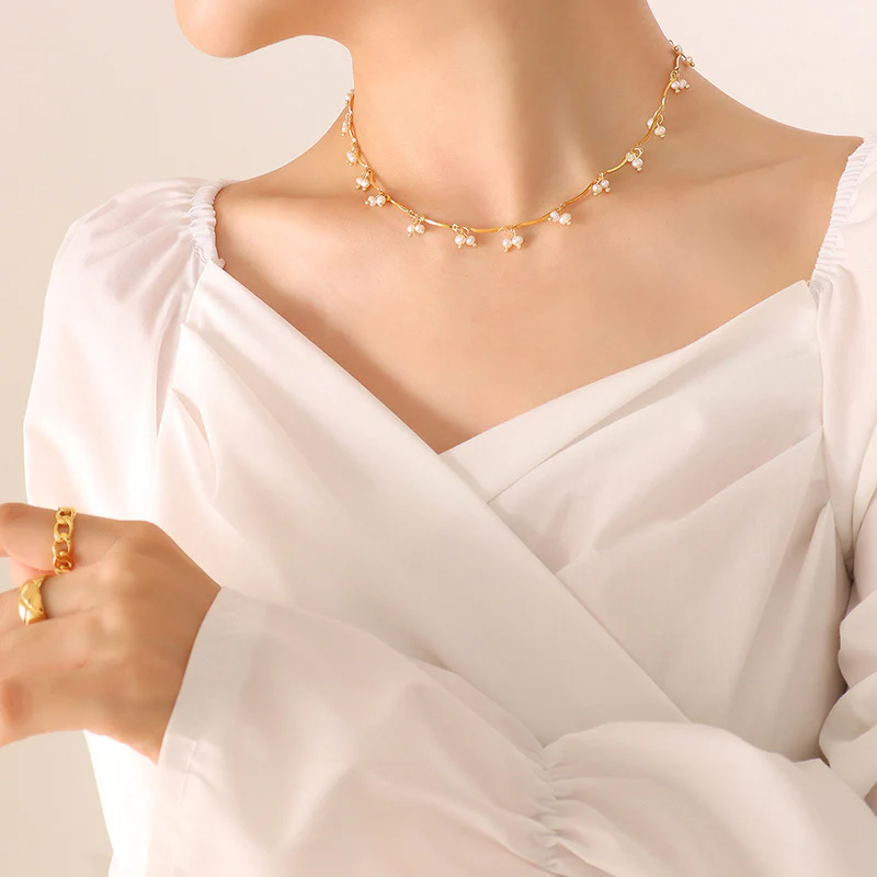 Freshwater Pearl and Rainbow Glass Beaded Necklace