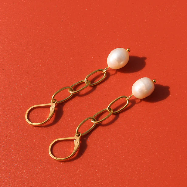 Chain Tassel Pearl Dangle Earring