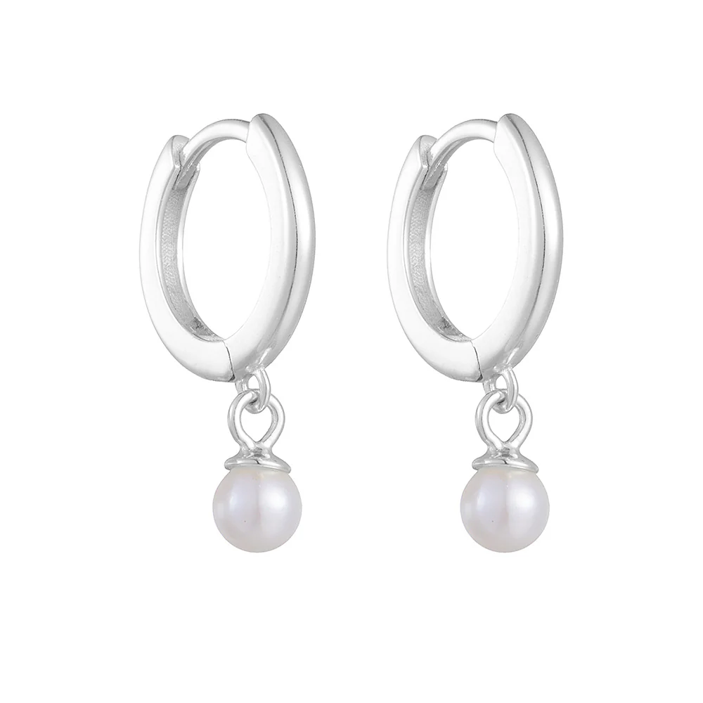 Hoop Small Pearl Dangle Earrings