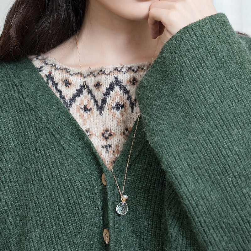 Crystal Perfume Bottle Pearl Pendant