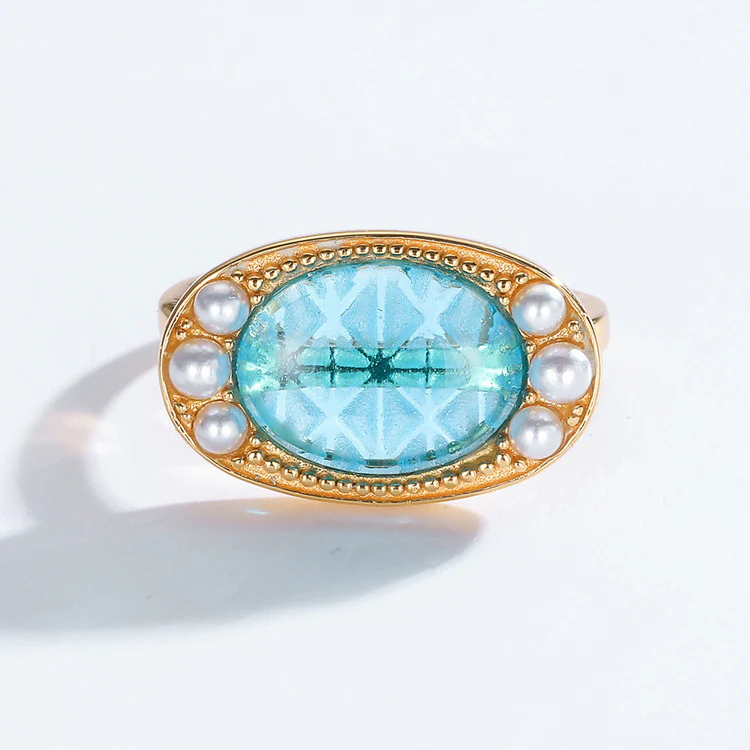 Sky Blue Sapphire and Pearl Ring