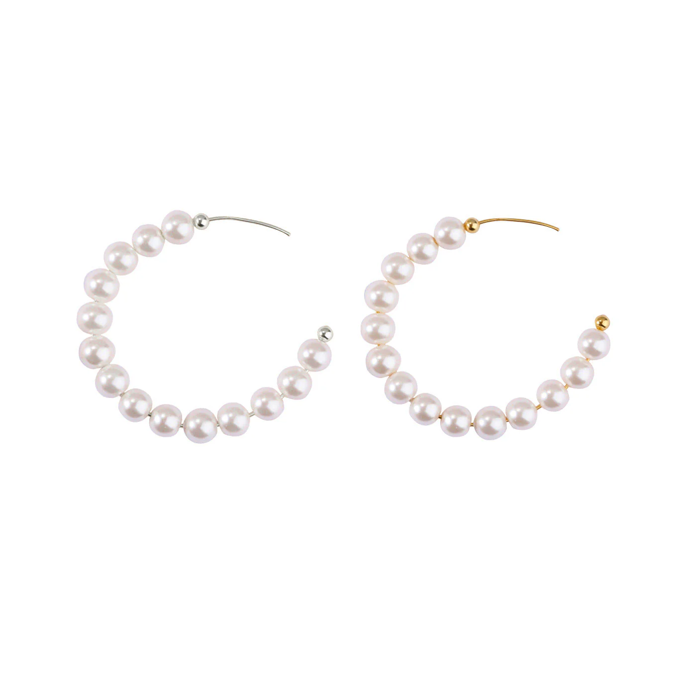 C Shape Half Hoop Pearl Earrings