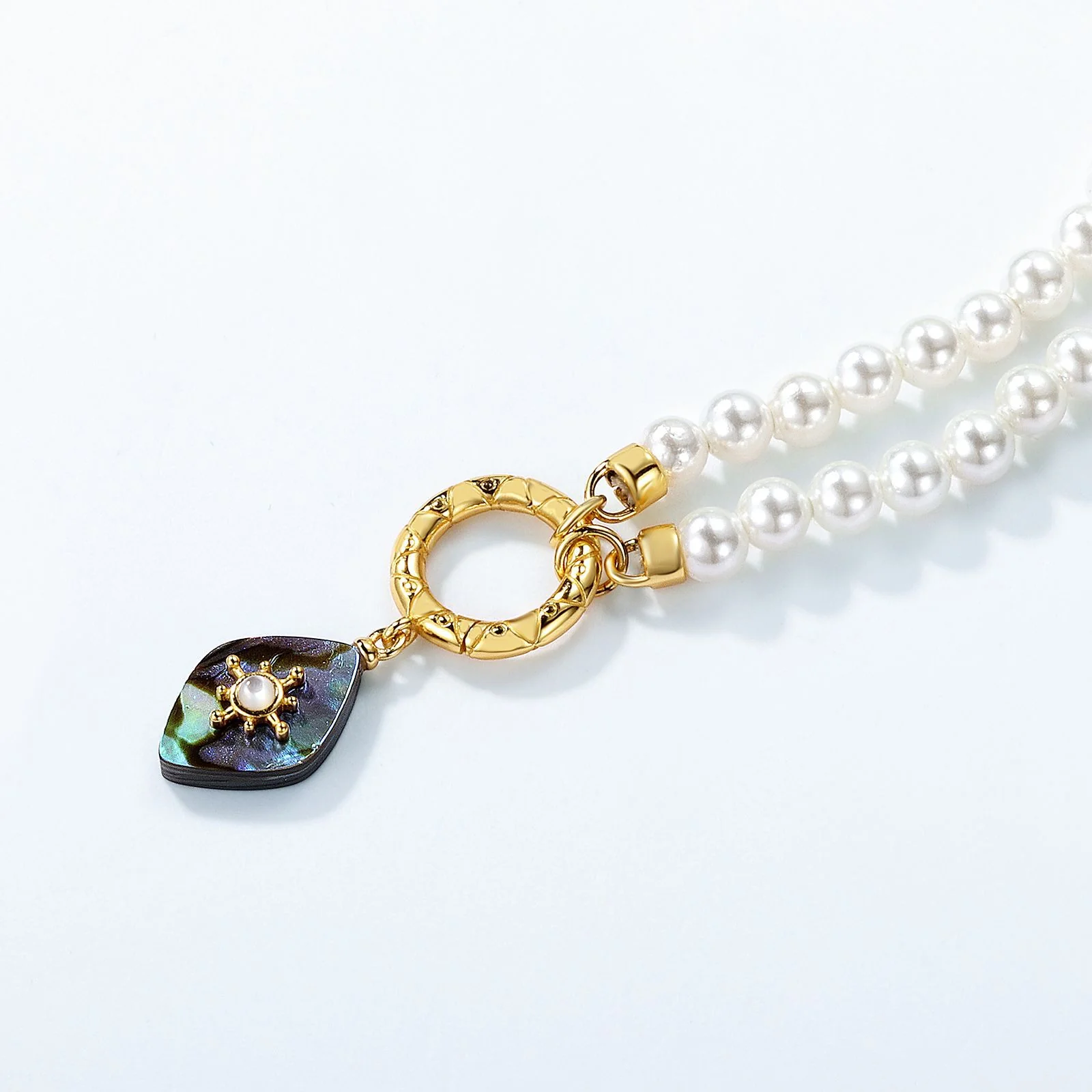Ocean Abalone Shell Pendant Pearl Necklace