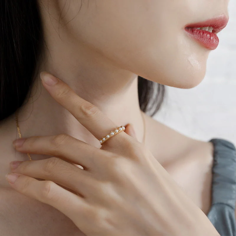 Adjustable Crown Pearl Ring