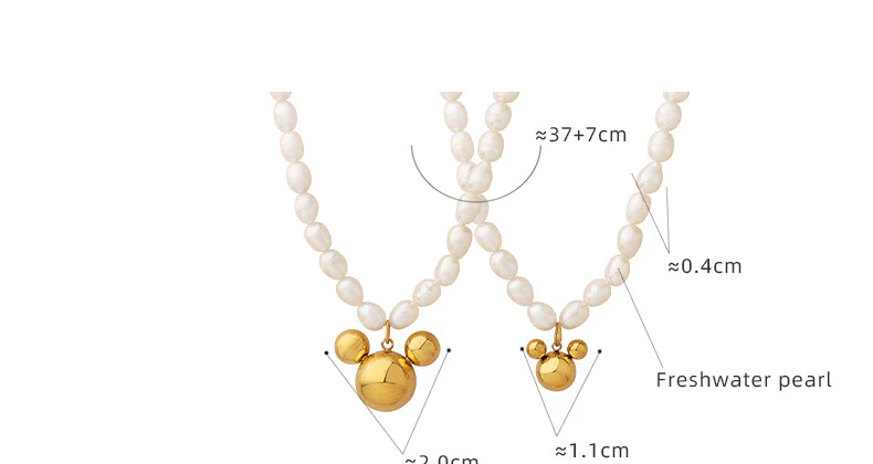 Cartoon Mickey Mouse Pendant Freshwater Pearl Necklace