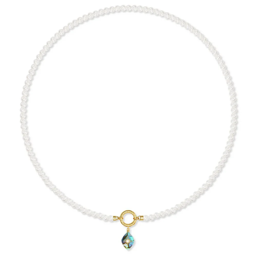 Ocean Abalone Shell Pendant Pearl Necklace