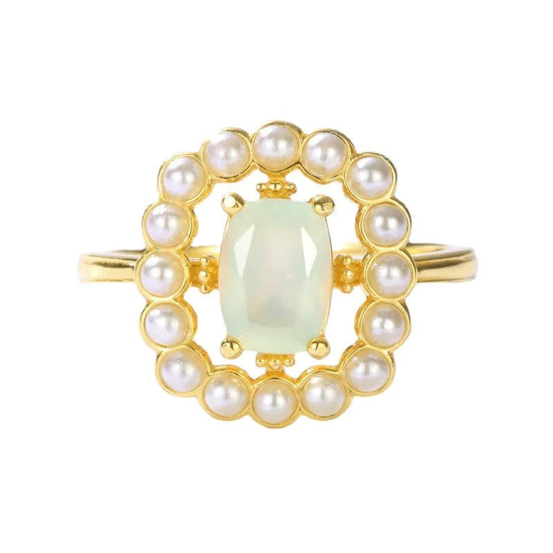 Natural Grape Stone Pearl Ring