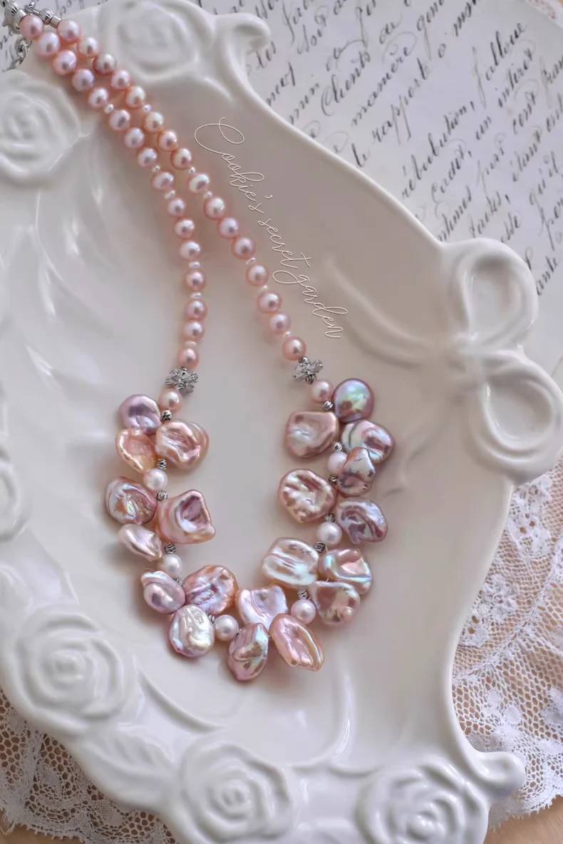【Monet Garden Collection】 Handmade Waltz Baroque Pearl Necklace