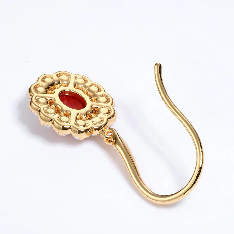 Pearl and Red Coral Earrings