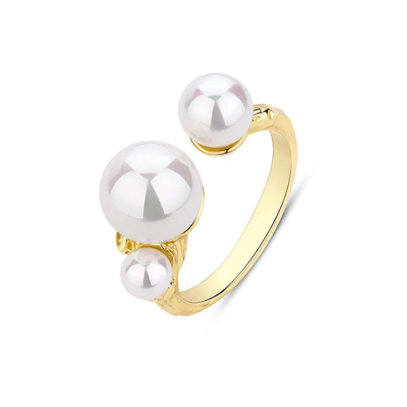 3 Pearls Open Pearl Ring