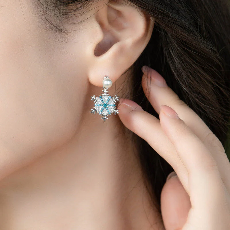 Pearl Studs and Snowflake Earrings