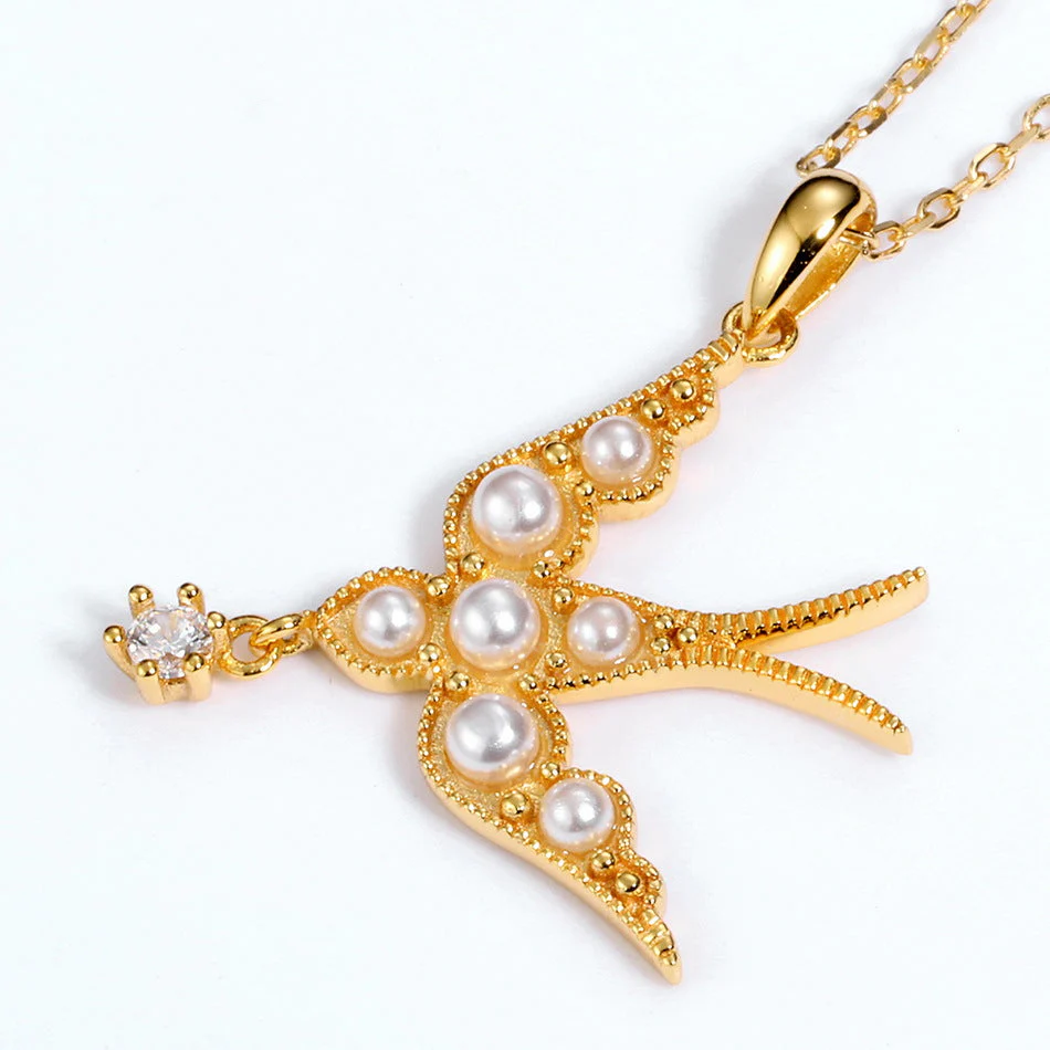 Peace Dove With Pearl Pendant