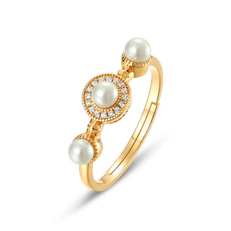 Zircon Diamond and Pearl Ring