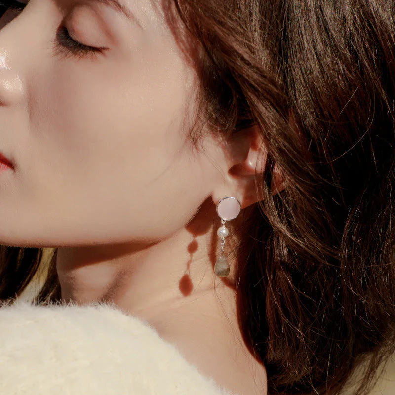 Pearls and Pink Shell Earrings