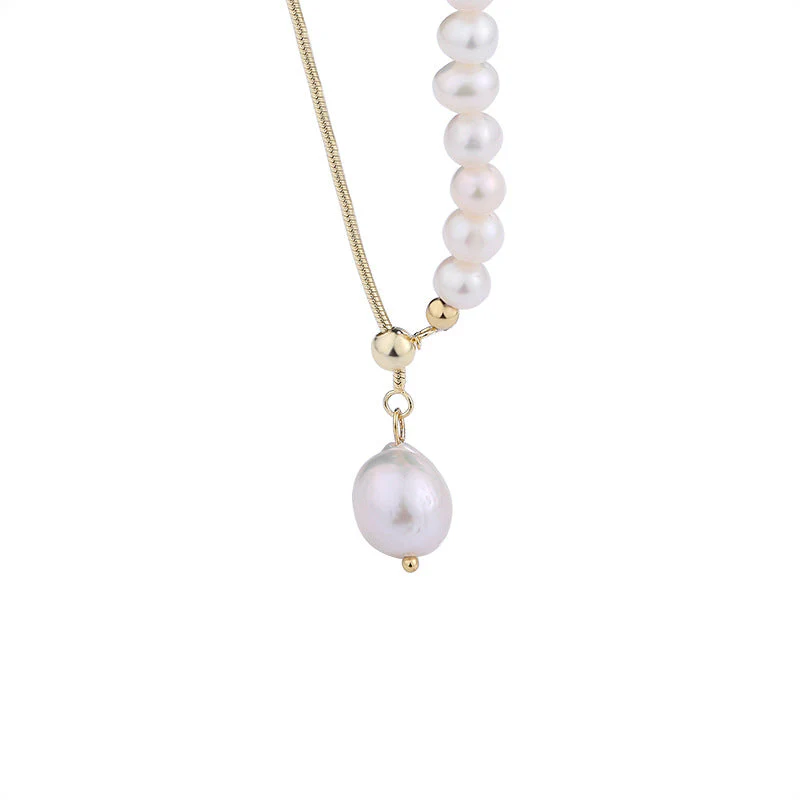 Y Necklace Floating Pearl Pendant