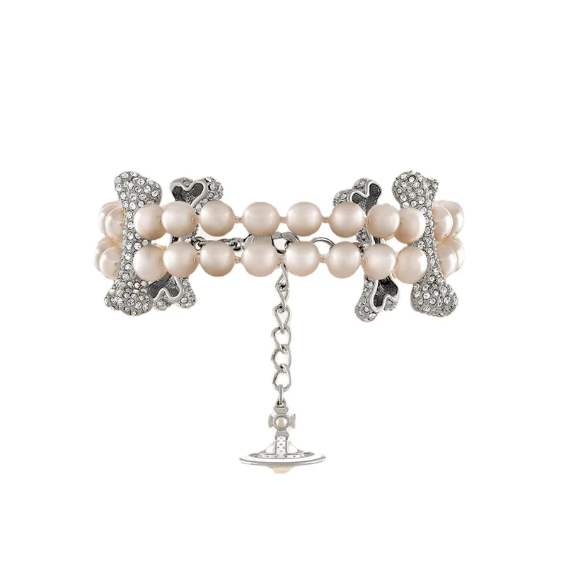 VIVI  2 Row Pearl Mixing Bone Bracelet | Best Replica Jewelry™