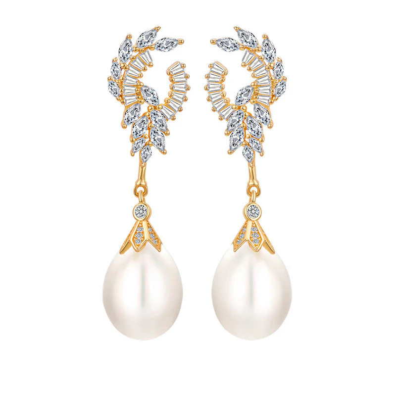 Luxury Princess Teardrop Pearl Dangle Earrings