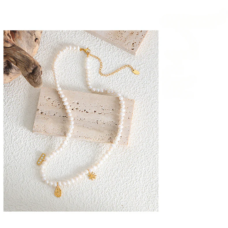 Geometric Charms Baroque Freshwater Pearl Necklace